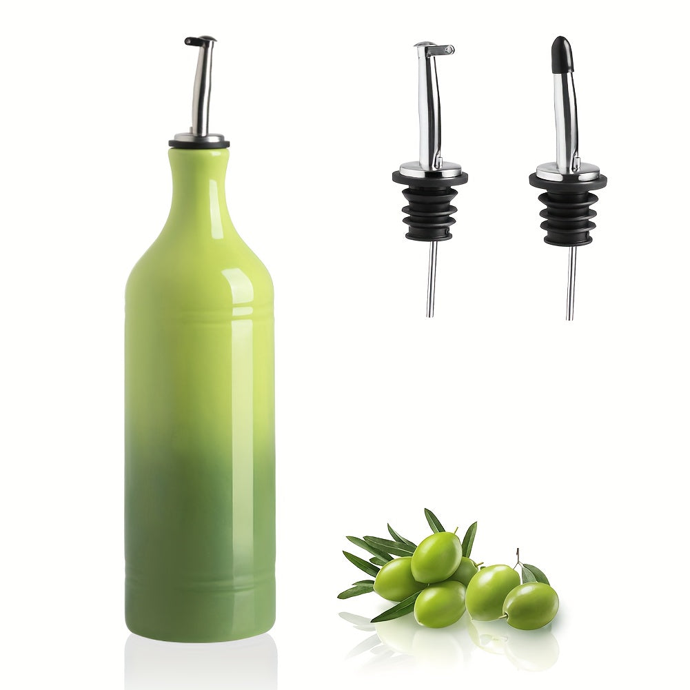 [Oil Dispenser Bottle] Sweejar Large Ceramic Olive Oil Dispenser Bottle, Opaque Oil Cruet Protects Oil To Reduce Oxidation, Storage Oil, Vinegar, Soy Sauce & Other Liquids, Pack Of 1, 24 Fl Oz