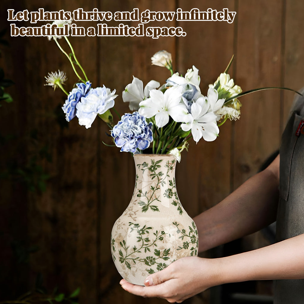Easy-Access Ceramic Flower Vase – tabletop floral display and modern home decor, Heavy-Duty Ceramic Flower Vase tabletop floral display and modern home decor Large, designed for American homes and practical gifting