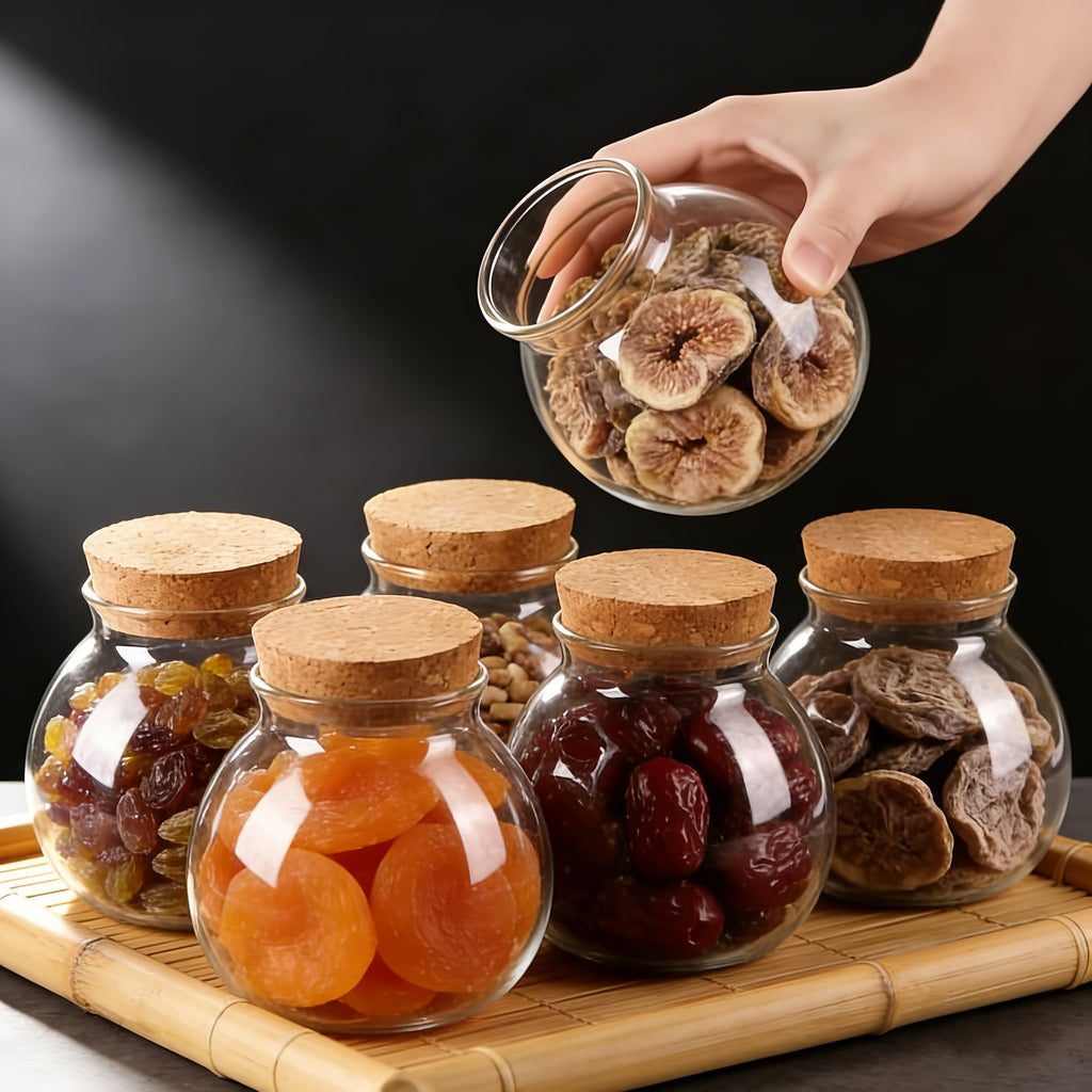 Easy-Access 6pcs Glass Spice Jar Set – clear reusable pantry storage, Set Of 6pcs 16 91oz Clear Glass Storage Canister Round Decorative Small Container Jar, designed for American homes, daily convenience and practical gifting