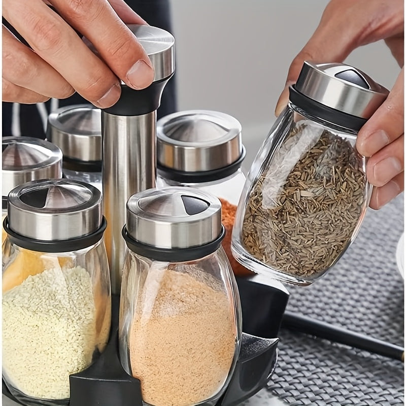 Versatile Airtight Storage Jar Set – clear reusable pantry storage, 7 in 1 14-In-1 Seasoning Bottle Rotating Seasoning Bottle Kitchen Supplies Hotel Household Seasoning, designed for American homes, daily convenience and practical gifting