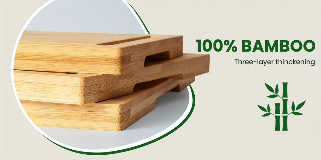 4pcs Oversized Bamboo Cutting Board, Equipped With Cutting Board Rack, Kitchen Gadgets, Juice Groove, Knife Friendly, Multifunctional Board, The Best Gift For Family, Friends And Relative. Memorial Day, Spring Essentials, Mother'S Day Gift