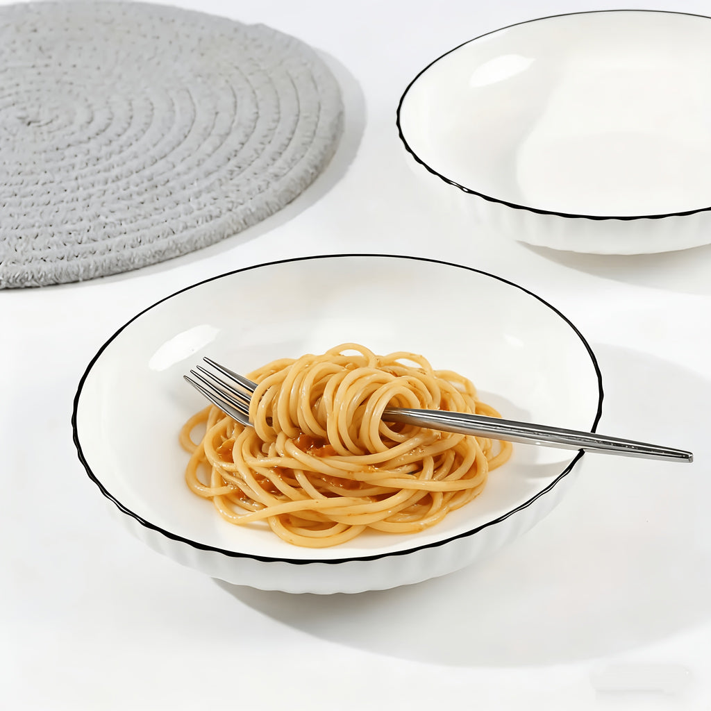 Modern 6pcs Kitchen Cookware Set – versatile meal preparation, 6pcs 7-Inch Round Ceramic Plates Suitable for Pasta Salad Sushi Desserts - Elegant White, designed for American homes, daily convenience and practical gifting