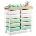 Space-Saving Stackable Storage Drawer – smooth-access cabinet organization, TOOLF 10-Tier Rolling Storage Cart Featuring Spacious Drawers a Portable Organizer with a Tabletop, designed for American homes, daily convenience and practical gifting