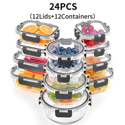 24-Piece Glass Food Storage Container Set