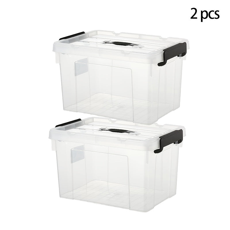 2/4/6pcs, 8/15 Quark Large Plastic Storage Box with Lid | Heavy-duty Bathroom Storage, Pressure-resistant, Sealed Transparent Storage Container with Lid | Essential Storage Item for Home And Dormitory, Suitable for Home/Garage And Other Uses
