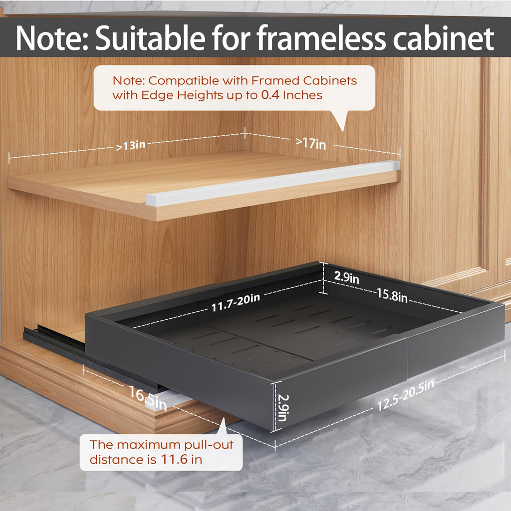 Easy-Access Pull-Out Cabinet Organizer – smooth-access cabinet organization, Set of 4 Sturdy Carbon Steel Sliding Storage Organizers for Kitchen Cabinets Featuring Expandable, designed for American homes, daily convenience and practical gifting