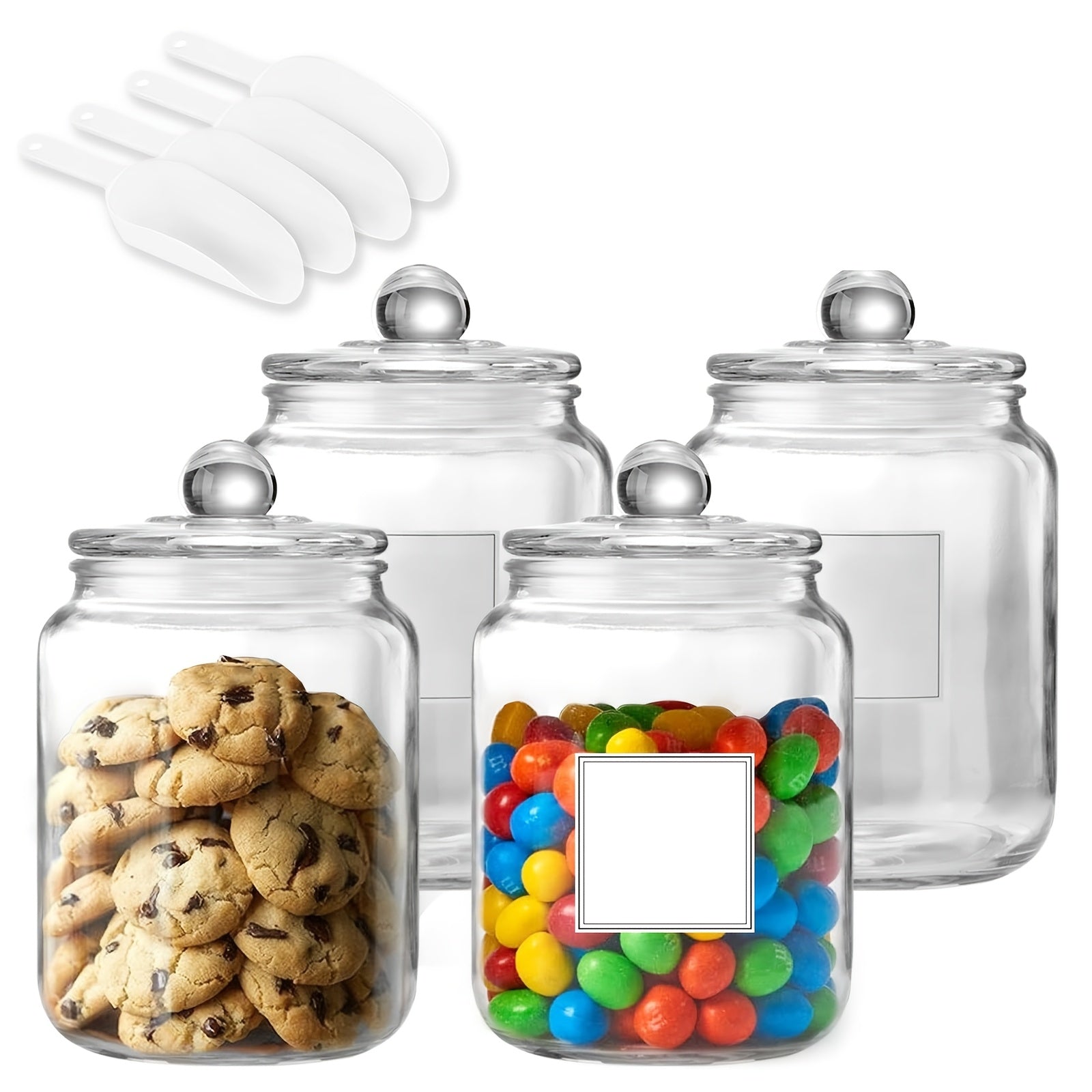 Half Gallon Large Glass Jars with Lids, Airtight Storage Clear Containers for Kitchen, Laundry Room And Pantry Food Organization, Set Of 4