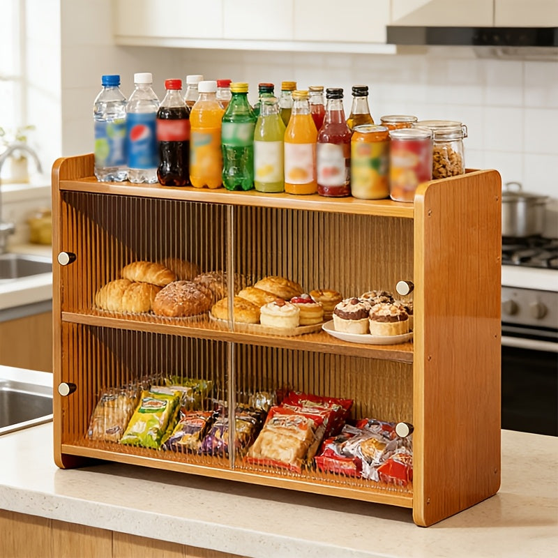 Space-Saving Countertop Bread Storage Box – fresh-bread countertop organization, Kitchen Countertop Bread Box Wooden Bread Storage Box Oven Rack with 2-Tier Bread Box, designed for American homes, daily convenience and practical gifting