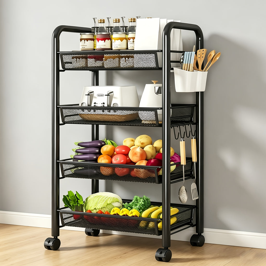 Heavy-Duty 3/4/5 Tier Adjustable Home Storage Rack – durable multi-purpose storage, 3 4 5 Tier Kitchen Dining Side Cart - Carbon Steel Storage Cart Multifunctional, designed for American homes, daily convenience and practical gifting