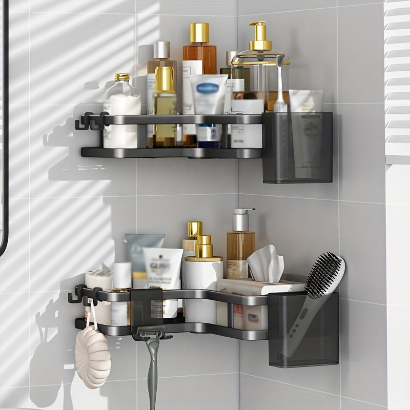 Corner Shower Rack 5 Sets Shower Multifunctional Space Saving Storage Rack Shower Rack With Toothpaste And Razor Holder No Drilling Required Carbon Steel Shower Storage Rack Bathroom Storage Rack