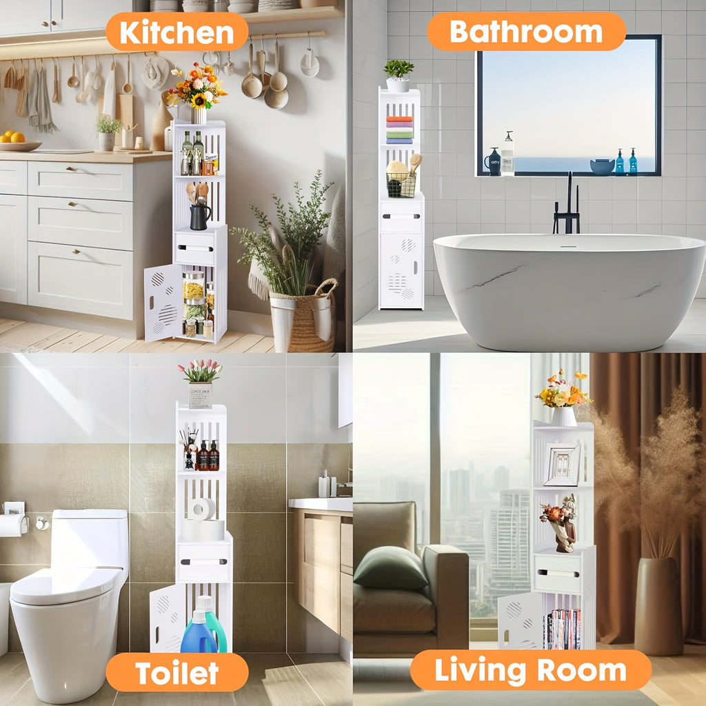 1pc Large Capacity Bathroom Organizer, Toilet Paper Holder, Tiered Organizer with Tissue Box, Waterproof And Dustproof Commercial Bathroom Container, Easy to Install, Suitable for Kitchen/Bedroom/Living Room/Dining Room And Businesses