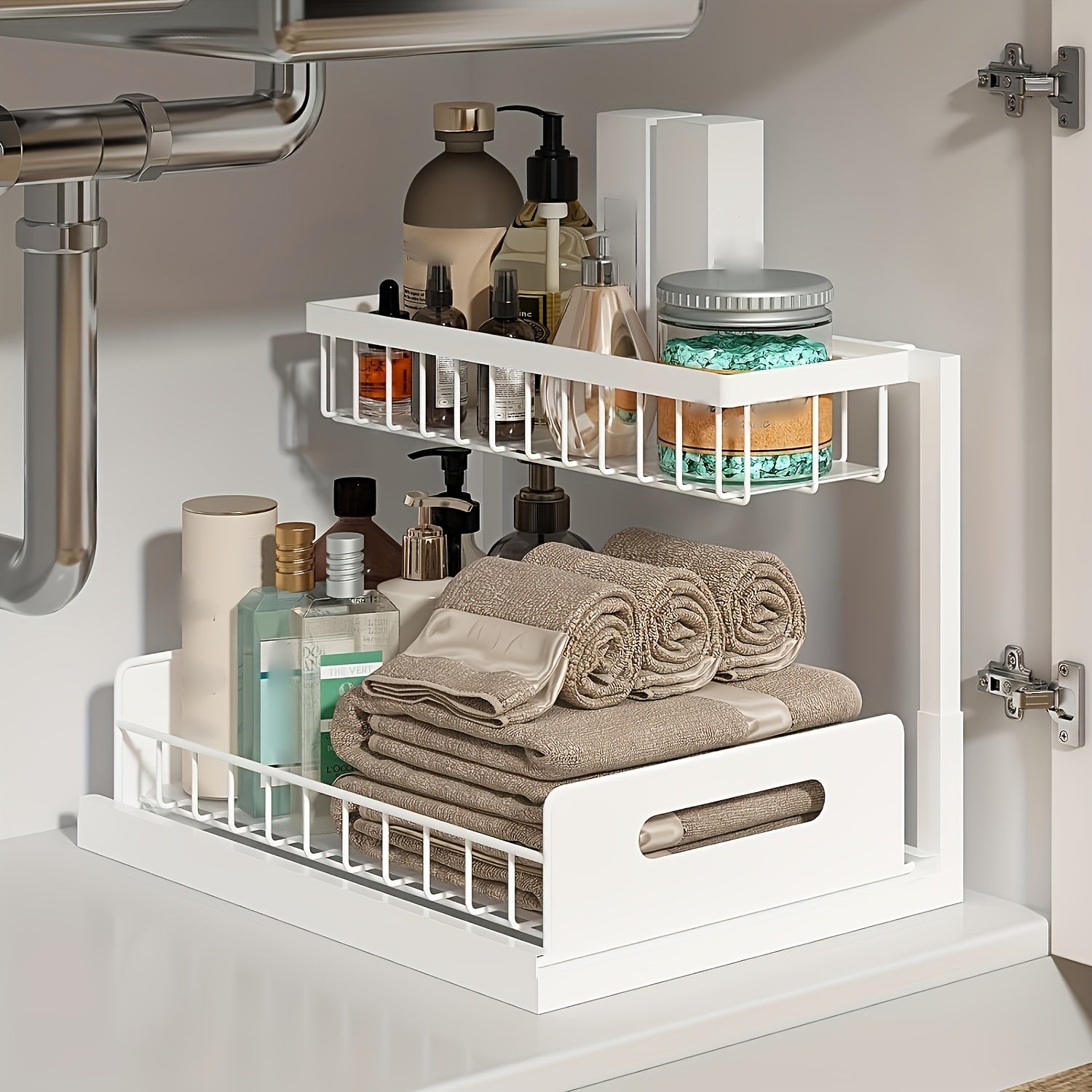 Home Organizer – Under Sink Organizer, Pull Out Cabinet Organizer 2 Tier Slide Out Sink Shelf Cabin