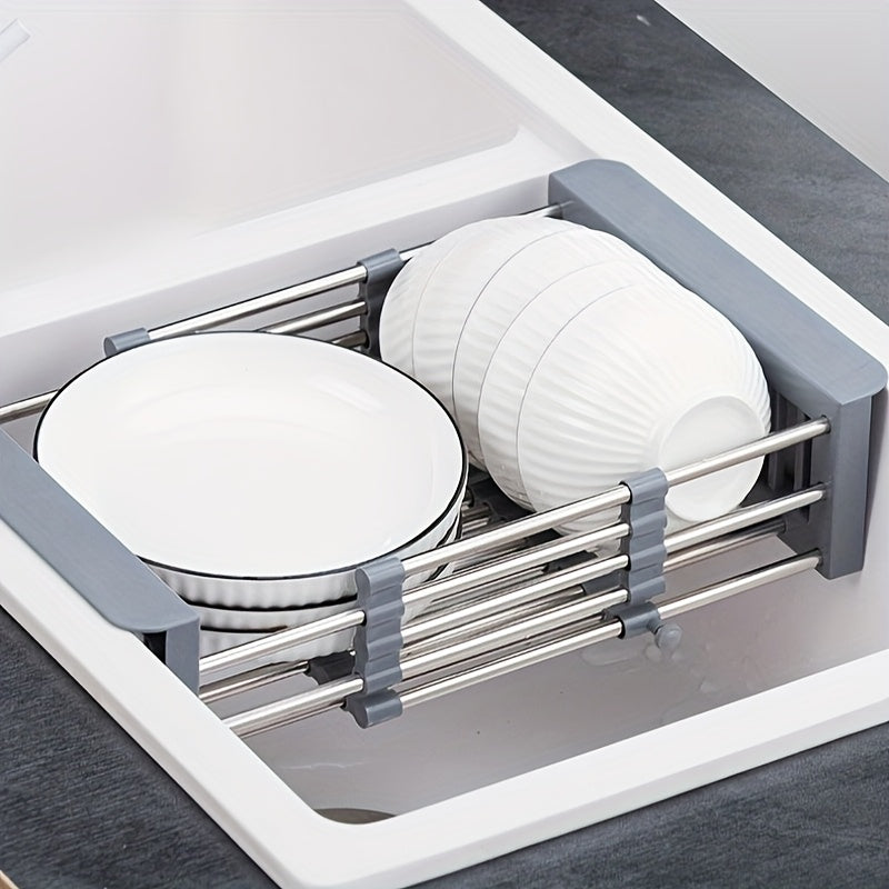 Kitchen Essential – Stainless Steel Retractable Drainage Basket, Kitchen Sink, Fruit And Vegetable Basket, Vegetable Rack, Household for Modern US Homes, easy meal prep and organization, Ver