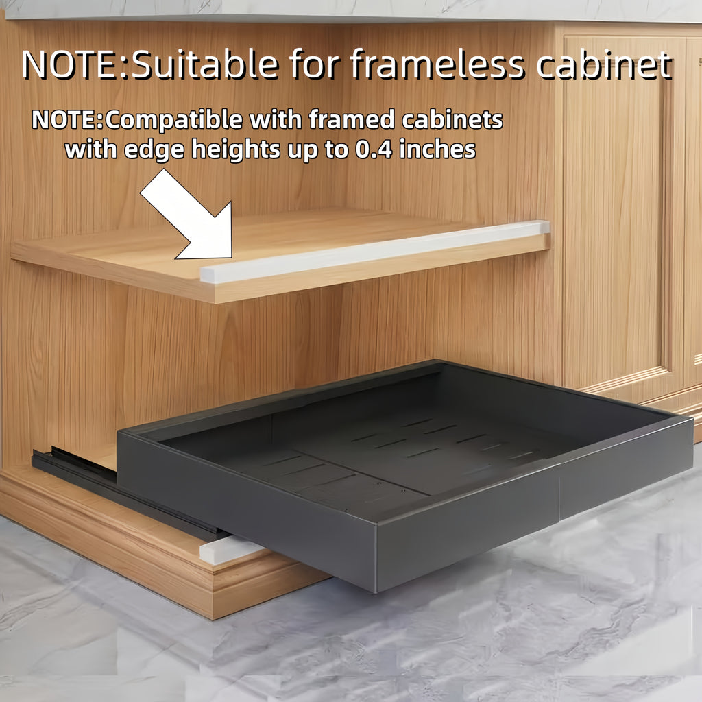Expandable Pull Out Cabinet Organizer, Heavy-Duty Carbon Steel Slide-Out Drawer, Silent Sliding Roll-Out Shelf With Adhesive Nano Film Or Screw Installation, Rust-Resistant Storage Rack For Kitchen, Bathroom, And Pantry, Gift For Mother'S Day