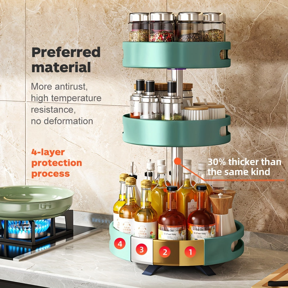 Heavy-Duty Adjustable Home Storage Rack – durable multi-purpose storage, Rotating Seasoning Storage Rack Kitchen Seasoning Shelf Double-layer Household Countertop Corner Seasoning Storage Rack, designed for American homes, daily convenience and pract