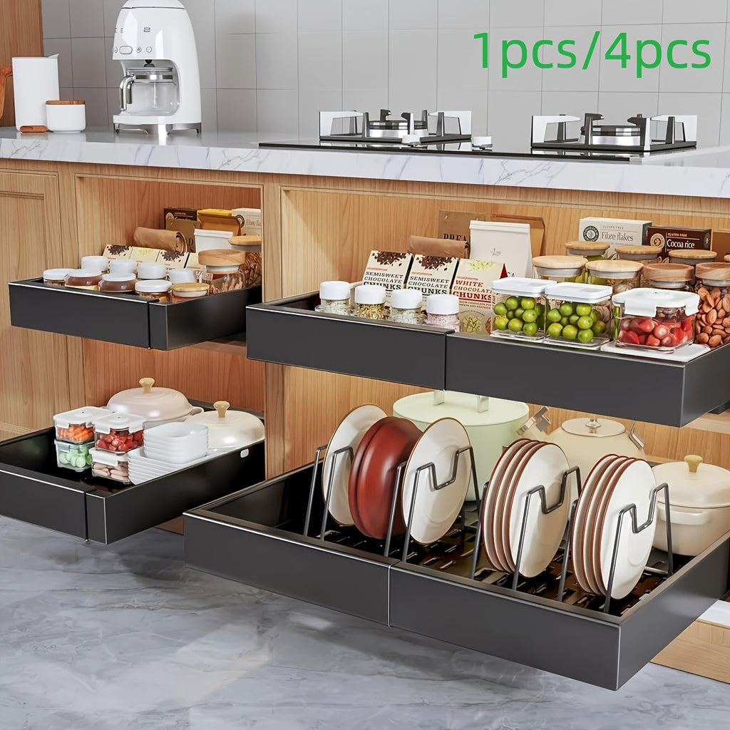Versatile 1/4pcs Pull-Out Cabinet Organizer – smooth-access cabinet organization, 1 4pcs Expandable Kitchen Cabinet Pull-out Drawers Sliding Storage Racks for easy To Install, designed for American homes, daily convenience and practical gifting