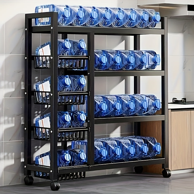 Smart Adjustable Home Storage Rack – durable multi-purpose storage, Kitchen Storage Shelf with Mesh Baskets Metal Frame Serving Cart with Wheels Rolling Baker, designed for American homes, daily convenience and practical gifting