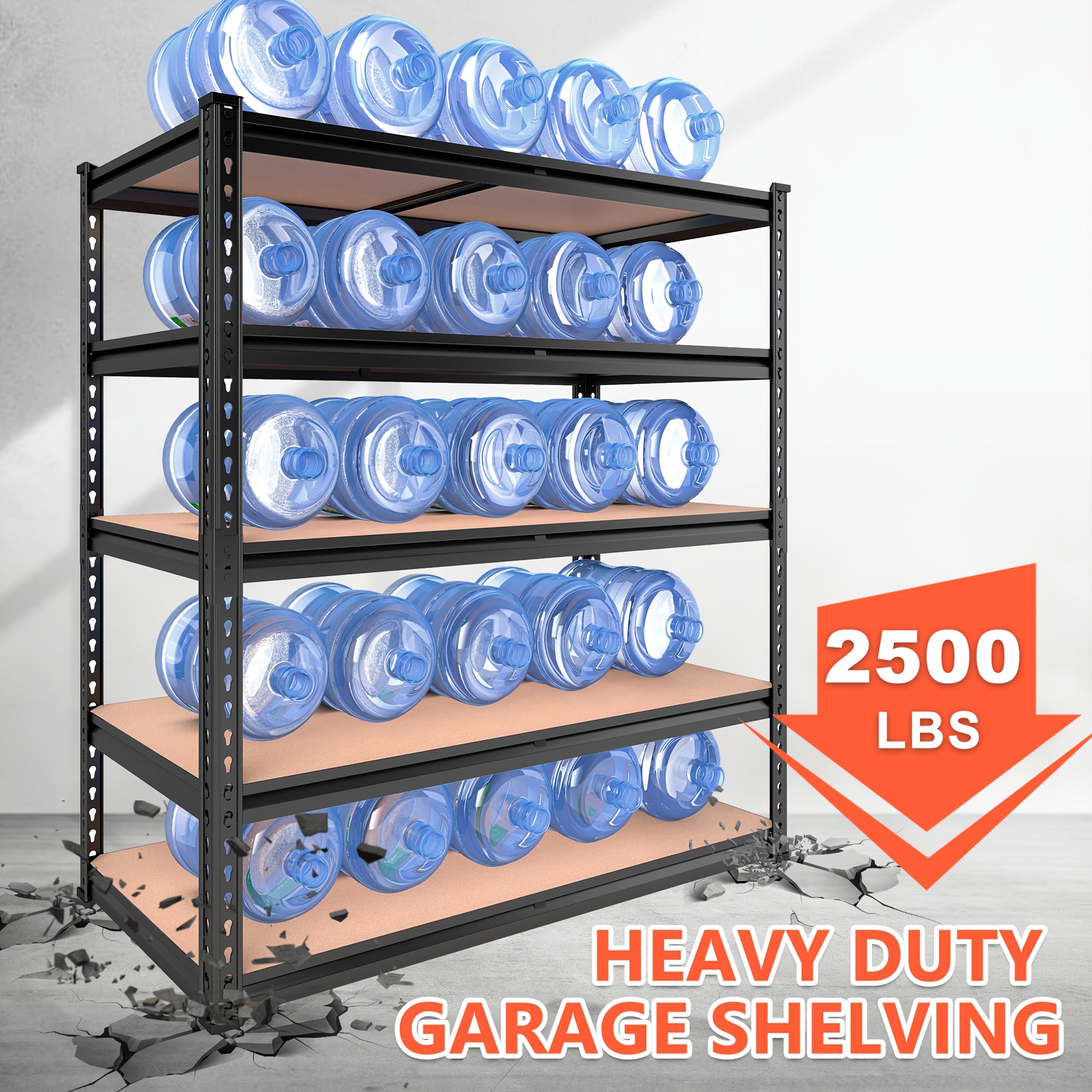 40''W Garage Shelving 2500LBS Storage Shelves Heavy Duty Shelving 72''H 5 Tier Metal Shelves for Garage Shelves Adjustable Shelving Units And Storage for Closet Pantry Shelf, 40"W X 72"H X 20"D. Storage and Organization