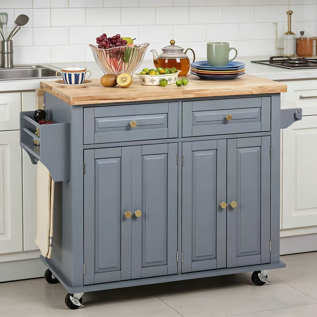 Compact Pull-Out Cabinet Organizer – smooth-access cabinet organization, Rolling Kitchen Island with Drop Leaf Thicken Rubberwood Top Spice Rack Towel Rack Drawer, designed for American homes, daily convenience and practical gifting
