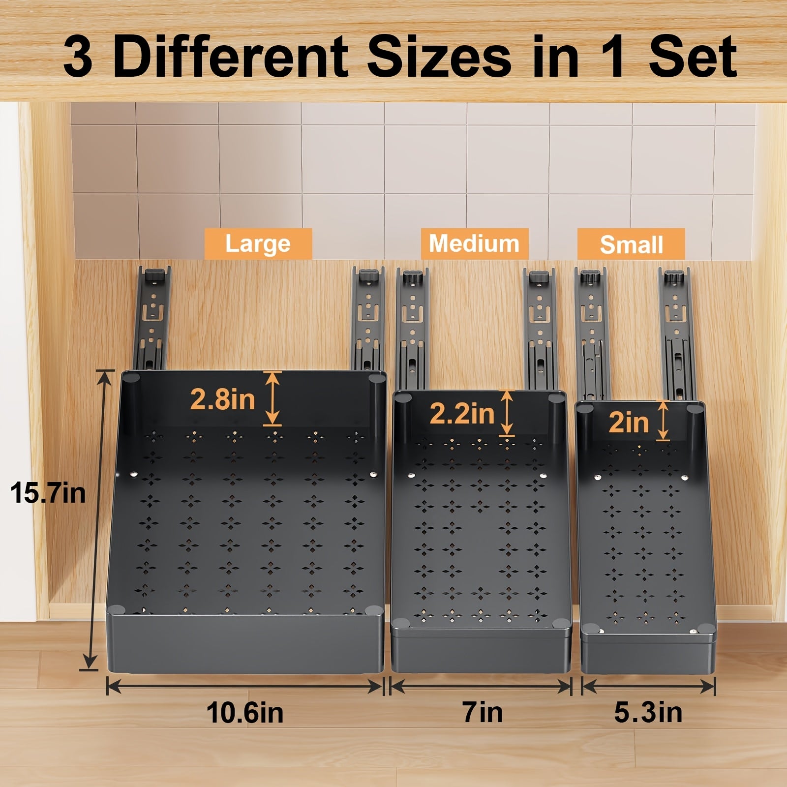 Versatile 3 Pack Pull-Out Cabinet Organizer – smooth-access cabinet organization, 3 Pack 15 7 Deep Pull Out Drawers For Pull-Out Cabinet Organizer Slide Out, designed for American homes, daily convenience and practical gifting