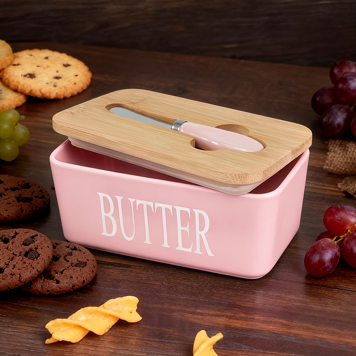 Kitchen Tools – covered refrigerator storage, 1pc Luxury Large Butter Dish with Lid - Ceramic Coun
