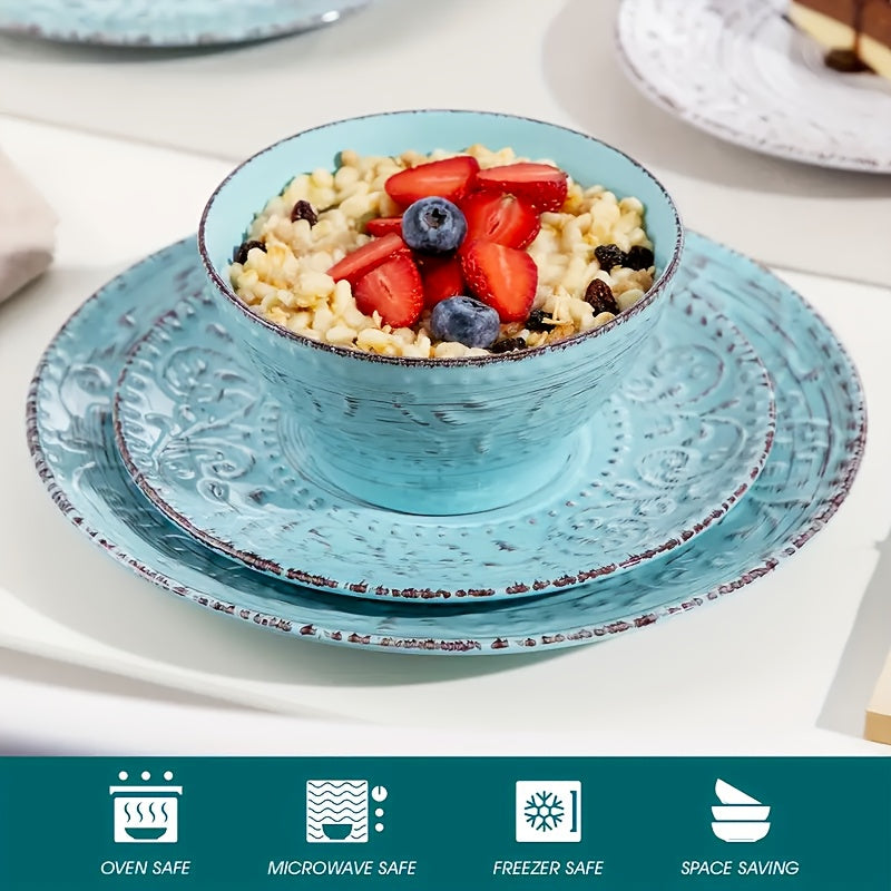 [Gifts For Weddings] Zenora 32pcs Ceramic Dinnerware Set, Embossed Modern White Porcelain Plates And Bowls For Dinner And Dessert, Microwave & Dishwasher & Oven Safe, Durable Tableware, Home Kitchen & Restaurant Use And Family Serving/ Gifts For Weddings