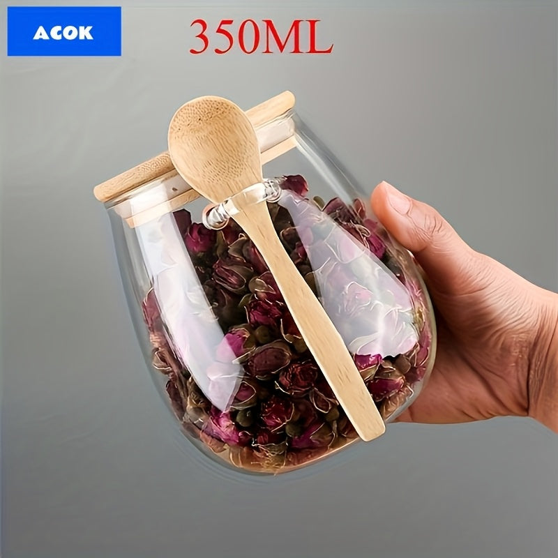 Premium 2pcs Airtight Storage Jar Set – clear reusable pantry storage, 2pcs Large Capacity Clear Glass Snack Storage Container with Scoop Lid Multi-Purpose Sealed Tea, designed for American homes, daily convenience and practical gifting