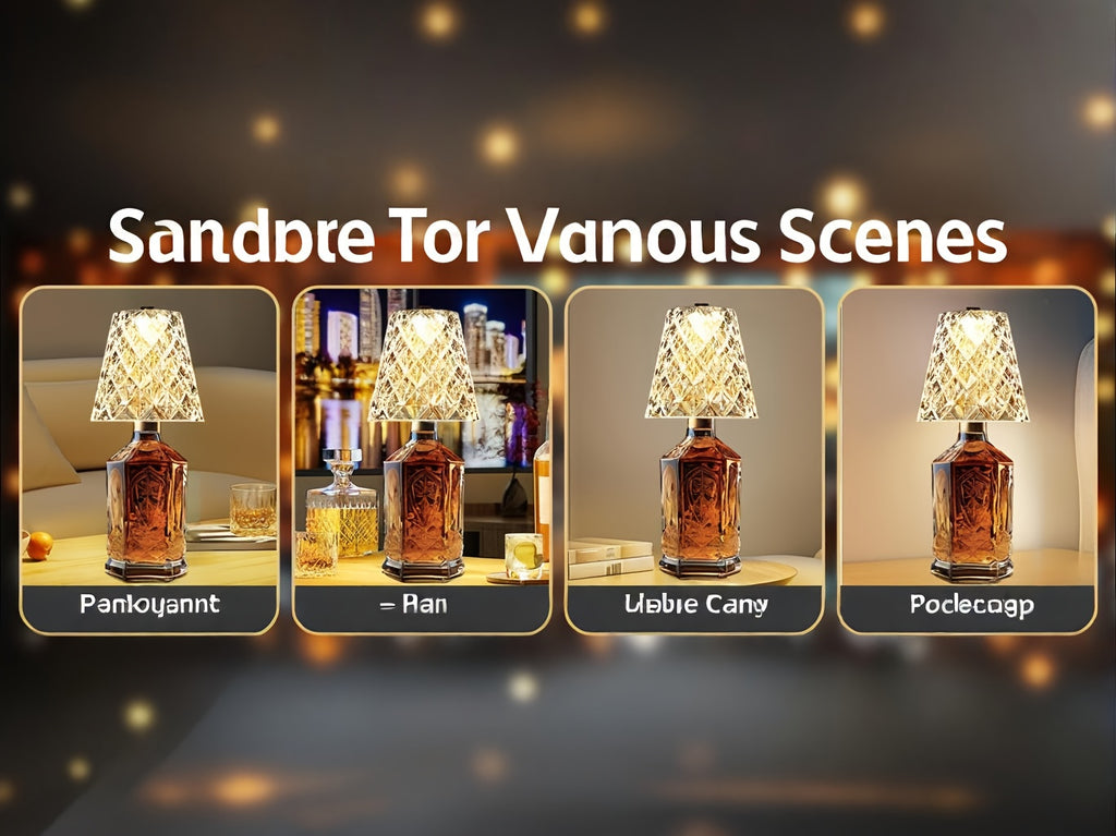 Ambient Home Decor – Crystal Clear Bottle Light, Table Lamp, Rechargeable LED Wine Lamp, Acrylic Lampshade, 2000Mah, 3 Colors, Bottle Lamp for Modern US Homes, relaxing room atmosphere, Vers