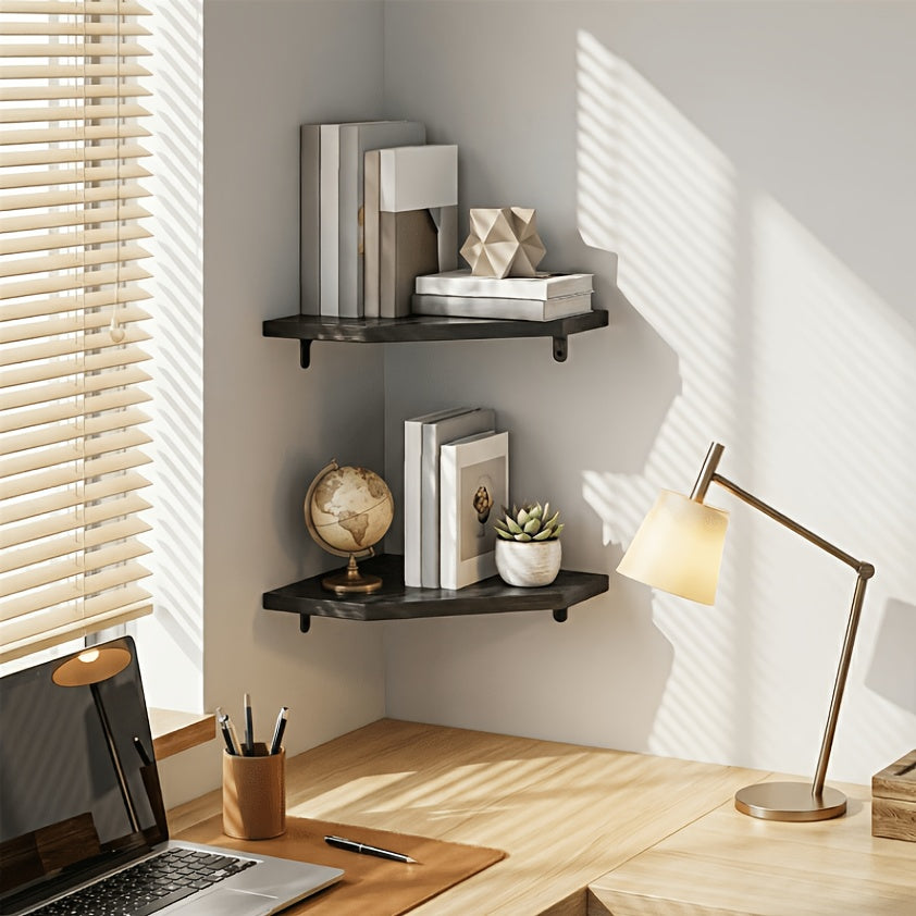 Home Organizer – TOMNK 13.9-Inch Floating Corner Shelves 2/6pcs, Wall Mounted Storage Organizer for