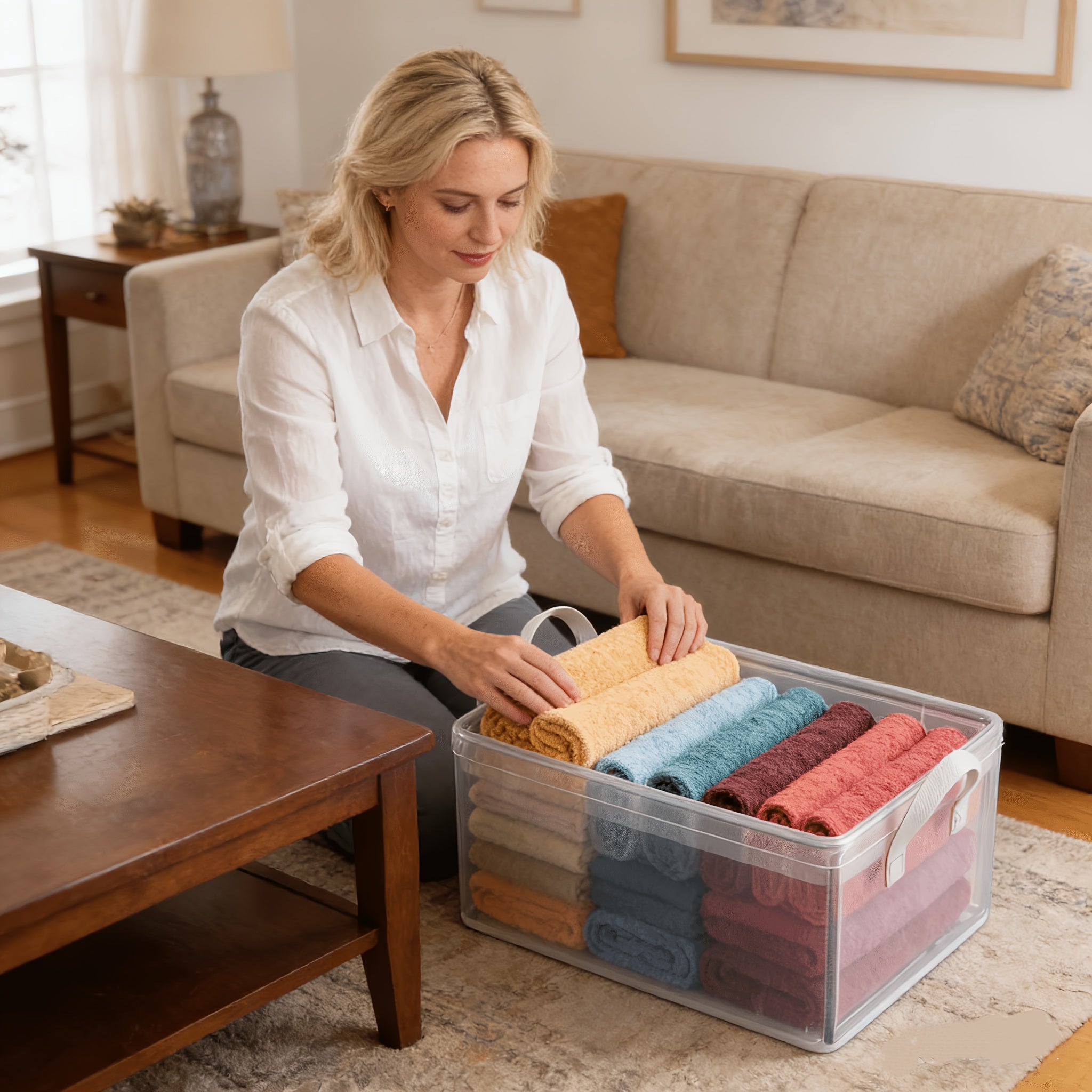 Modern 6pcs Stackable Home Storage Bins – portable space-saving storage, 6pcs Storage Box Stackable Steel Frame Wardrobe Storage Box Transparent Foldable PVC Storage Box, designed for American homes, daily convenience and practical gifting