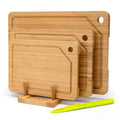 Bamboo Cutting Board for Kitchen, Bamboo Cutting Board Set Of 3 with Juice Groove, Double-Sided Chopping Board Serving Board with Hanging Hole for Meat, Vegetables And Cheese