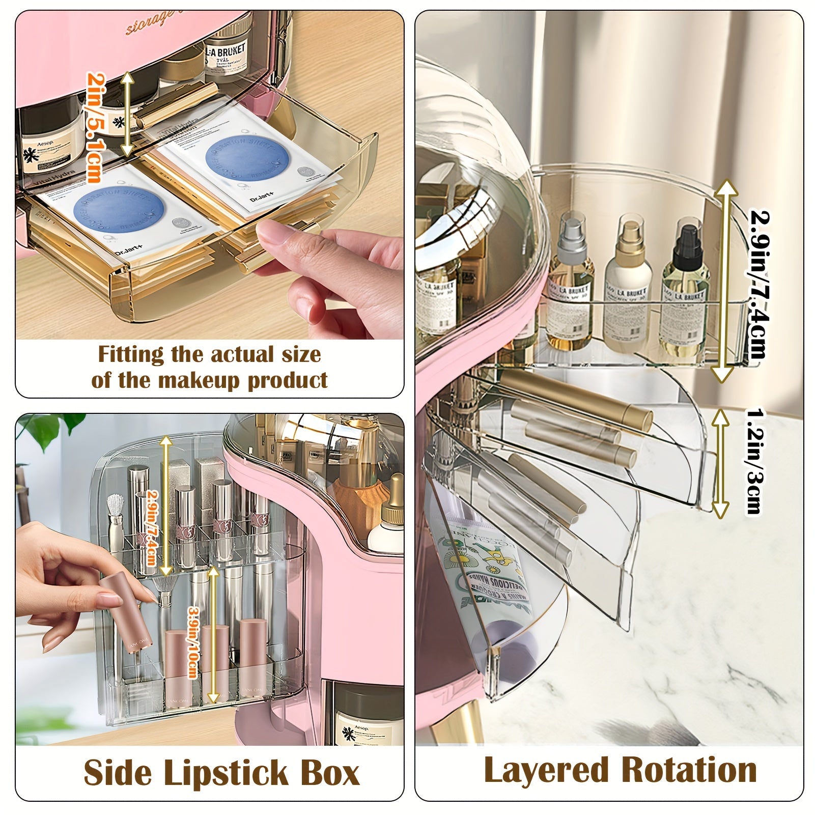 Premium Stackable Storage Drawer – smooth-access cabinet organization, Makeup Storage Organiser with Clear Lid Skincare Organiser Drawers Beauty Holder Cosmetic Organisers for, designed for American homes, daily convenience and practical gifting