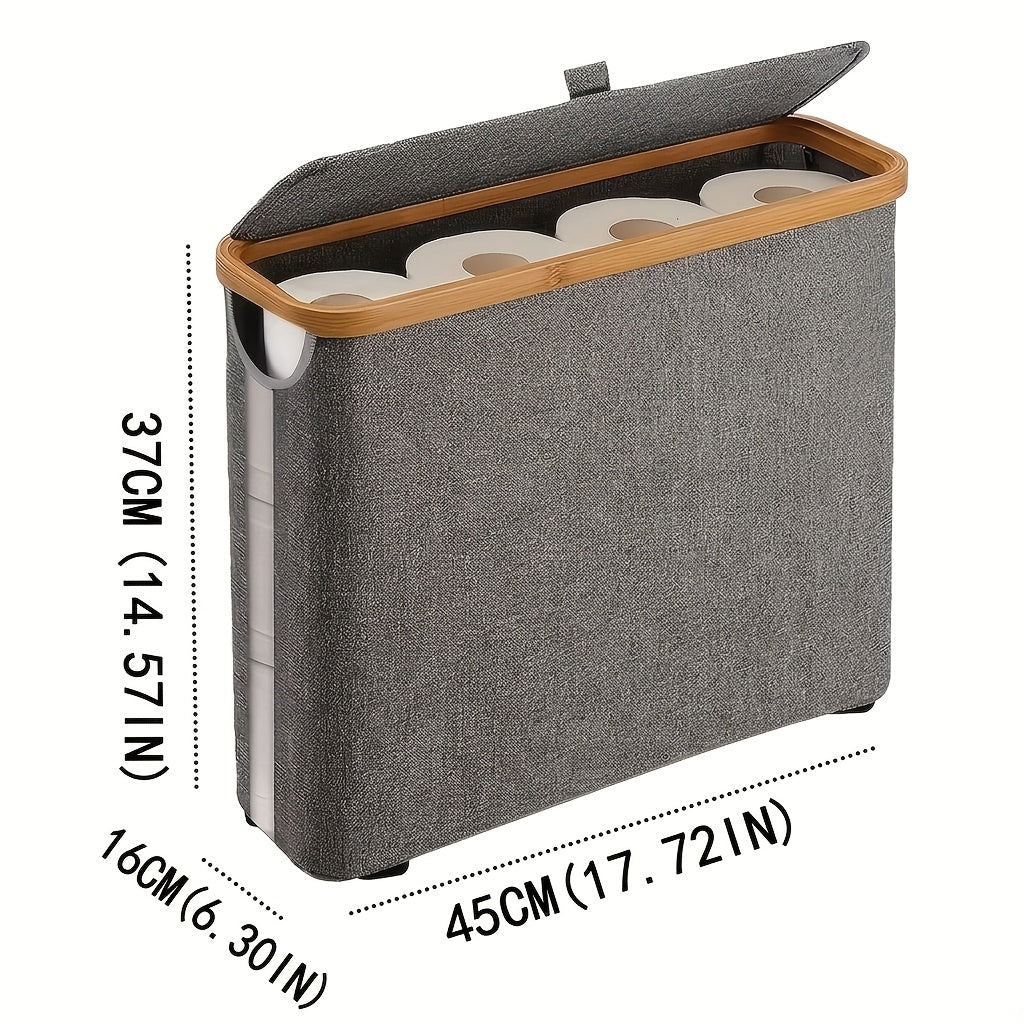 Toilet Paper Holder – Foldable Toilet Paper Storage Basket with Lid Dustproof Visible Fabric Tissue