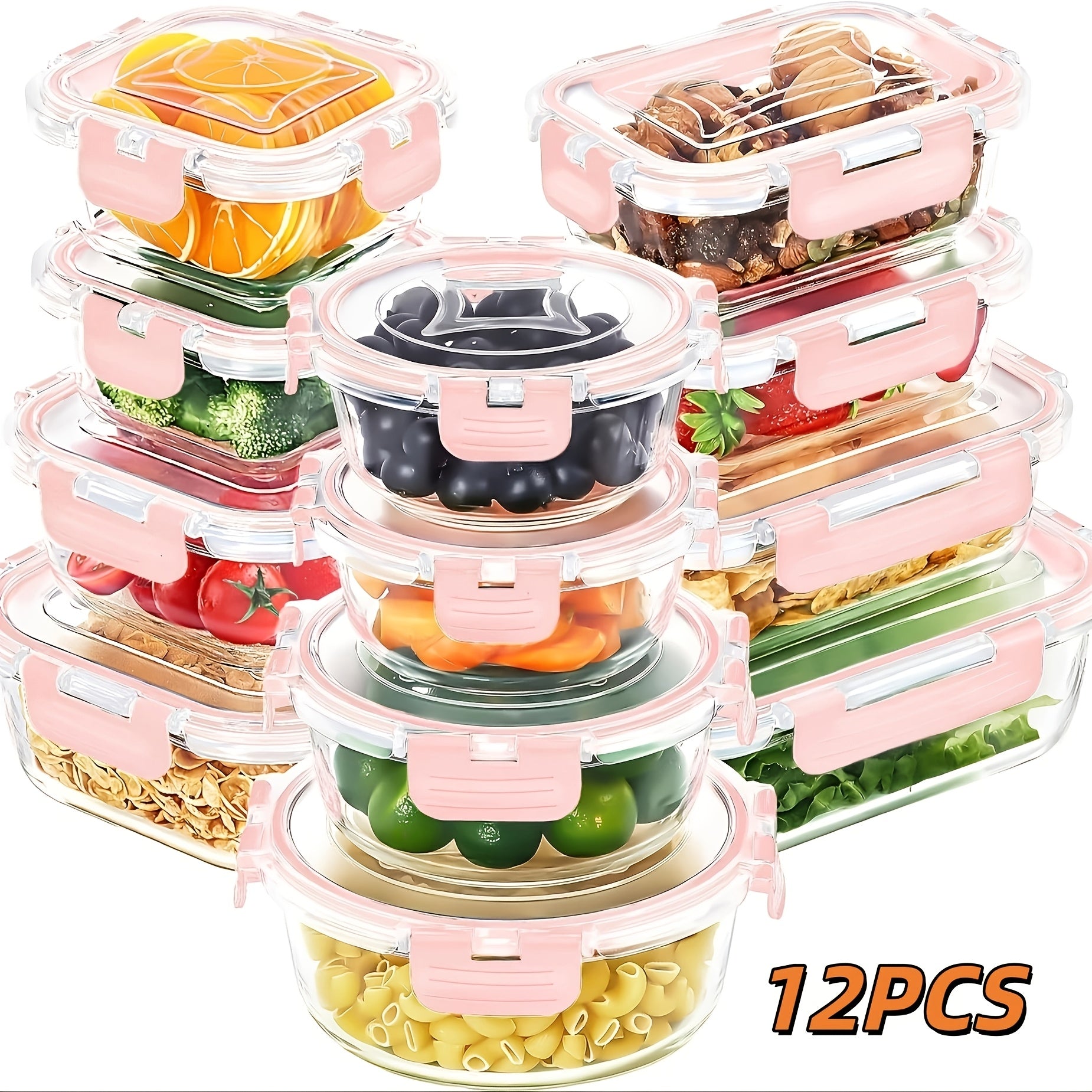 Food Storage Containers – Multi-Purpose 24pcs Glass Meal Prep Container Set – leak-resistant lids, reusable