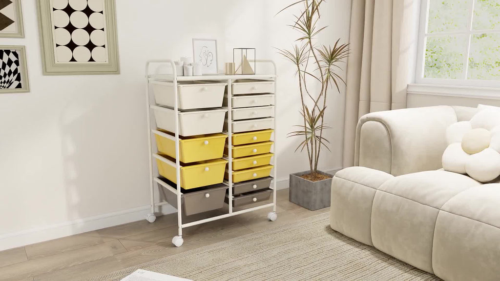 Versatile Stackable Storage Drawer – smooth-access cabinet organization, PETSITE 15 Drawer Rolling Storage Cart Multipurpose Mobile Storage Organizer w Removable Drawers Metal, designed for American homes, daily convenience and practical gifting