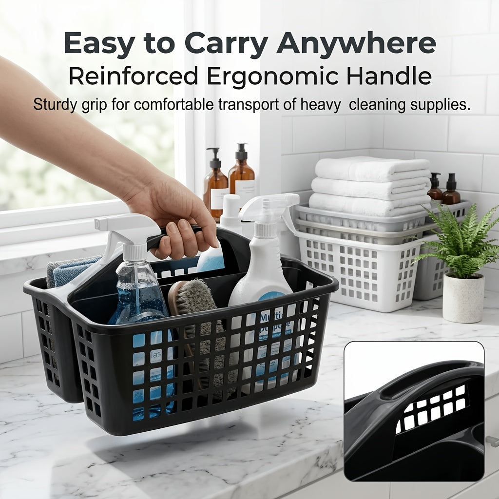 Premium Adjustable Home Storage Rack – durable multi-purpose storage, Portable Shower Caddy Basket with Handle 3 Compartments Plastic Cleaning Supplies Organizer for Bathroom, designed for American homes, daily convenience and practical gifting