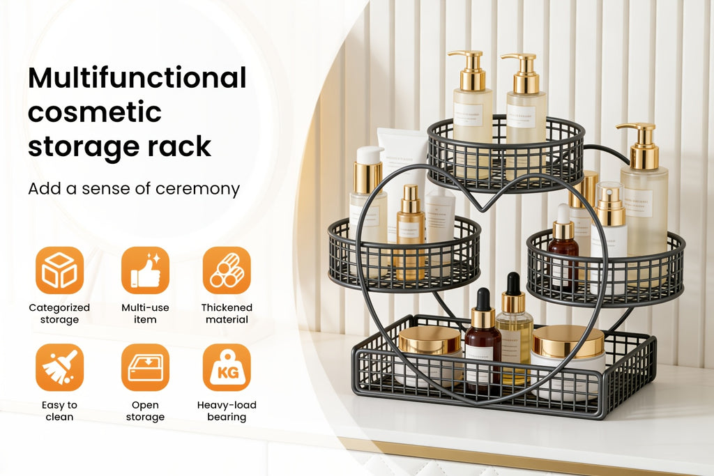Versatile Home Storage Organizer – space-saving everyday organization, Three-tier Countertop Cosmetic Organizer with 8 Transparent Storage Pouches for Earrings necklaces rings Featuring, designed for American homes, daily convenience and practical gi