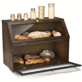 1pc Double Layer Large Bread Box for Kitchen Counter, Wooden Large Capacity Bread Storage Bin