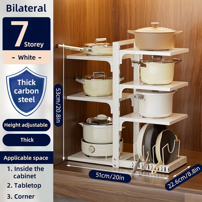 Storage Rack – 2/7-Tier Adjustable Kitchen Storage Rack, Multi-Layer Sink Organizer for Pots, Pan