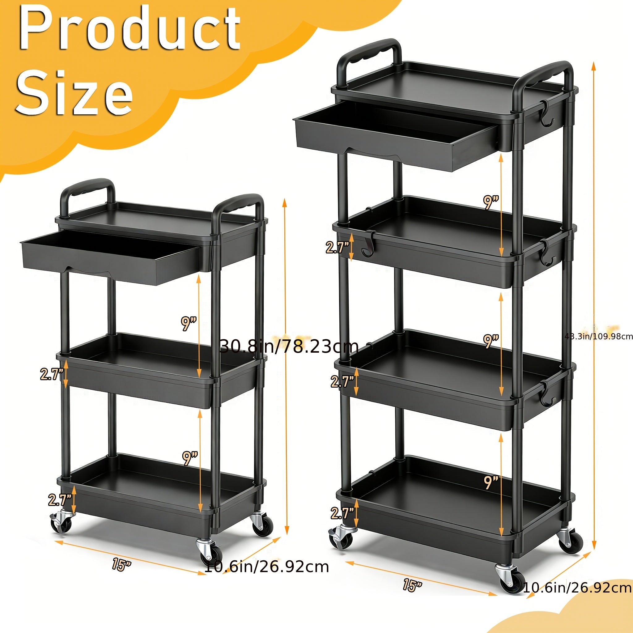 Easy-Access 3/4 Tier Refrigerator Bottle Organizer – easy-access beverage storage, Multi-Functional 3 4 Tier Rolling Storage Cart With Drawers - Durable Plastic Organizer With, designed for American homes, daily convenience and practical gifting