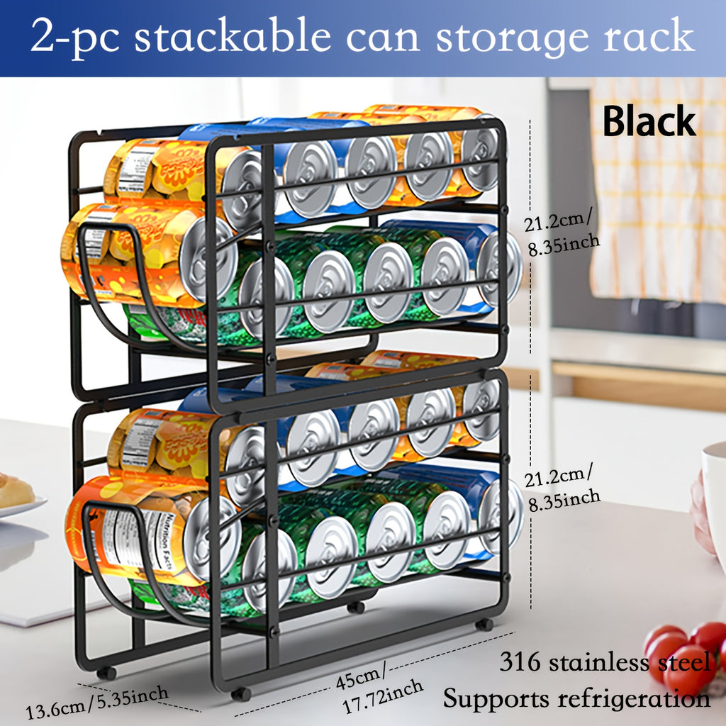 2 Pack Sliding Can Dispenser Rack Stackable Can Storage Organizer Rack For Canned Food Kitchen Cabinet Pantry Countertop Can Rack Organizer