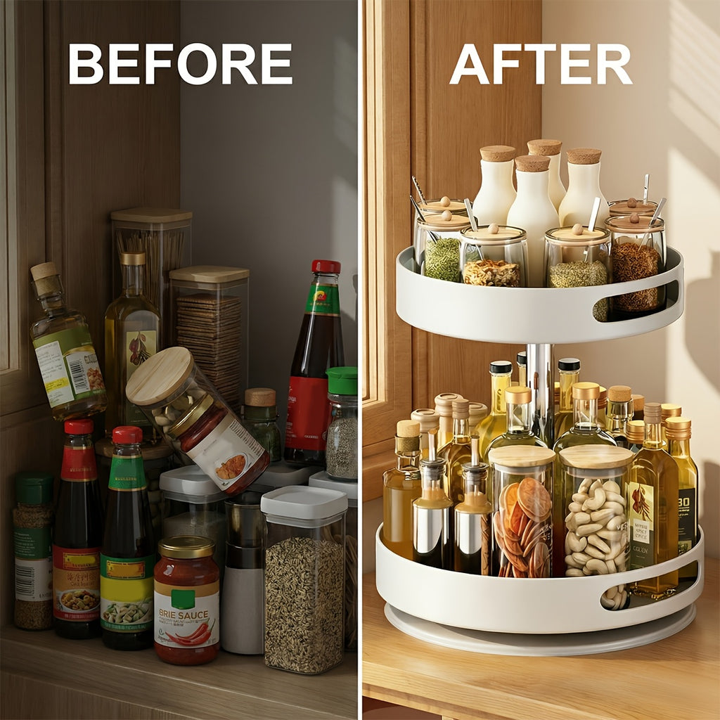 Heavy-Duty Adjustable Home Storage Rack – durable multi-purpose storage, Single Double Rotating Spice Rack Lazy Susan Organizer Household Round Spice Organizer for Cabinet, designed for American homes, daily convenience and practical gifting