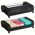 2pcs Under Bed Storage Organizer Metal Underbed Bins With Wheels And Lid Metal Underbed Storage Containers Under Bed Rolling Storage For Clothes, Bedding, Shoes, Blankets, Books, Under-Bed Storage