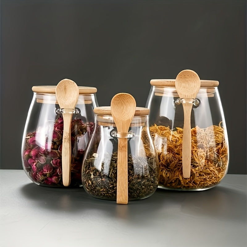 Premium 2pcs Airtight Storage Jar Set – clear reusable pantry storage, 2pcs Large Capacity Clear Glass Snack Storage Container with Scoop Lid Multi-Purpose Sealed Tea, designed for American homes, daily convenience and practical gifting
