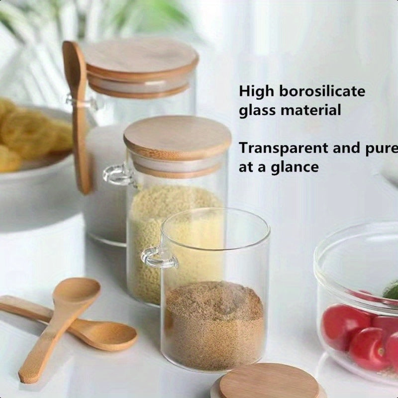 10pcs Glass Jars with Lids & Spoons - Airtight Sealed Containers Suitable for Spices, Salt, Sugar Storage, Lid & Spoon Lid for Camping, Picnic, BBQ, Restaurant Use - Tableware for and Commercial Use