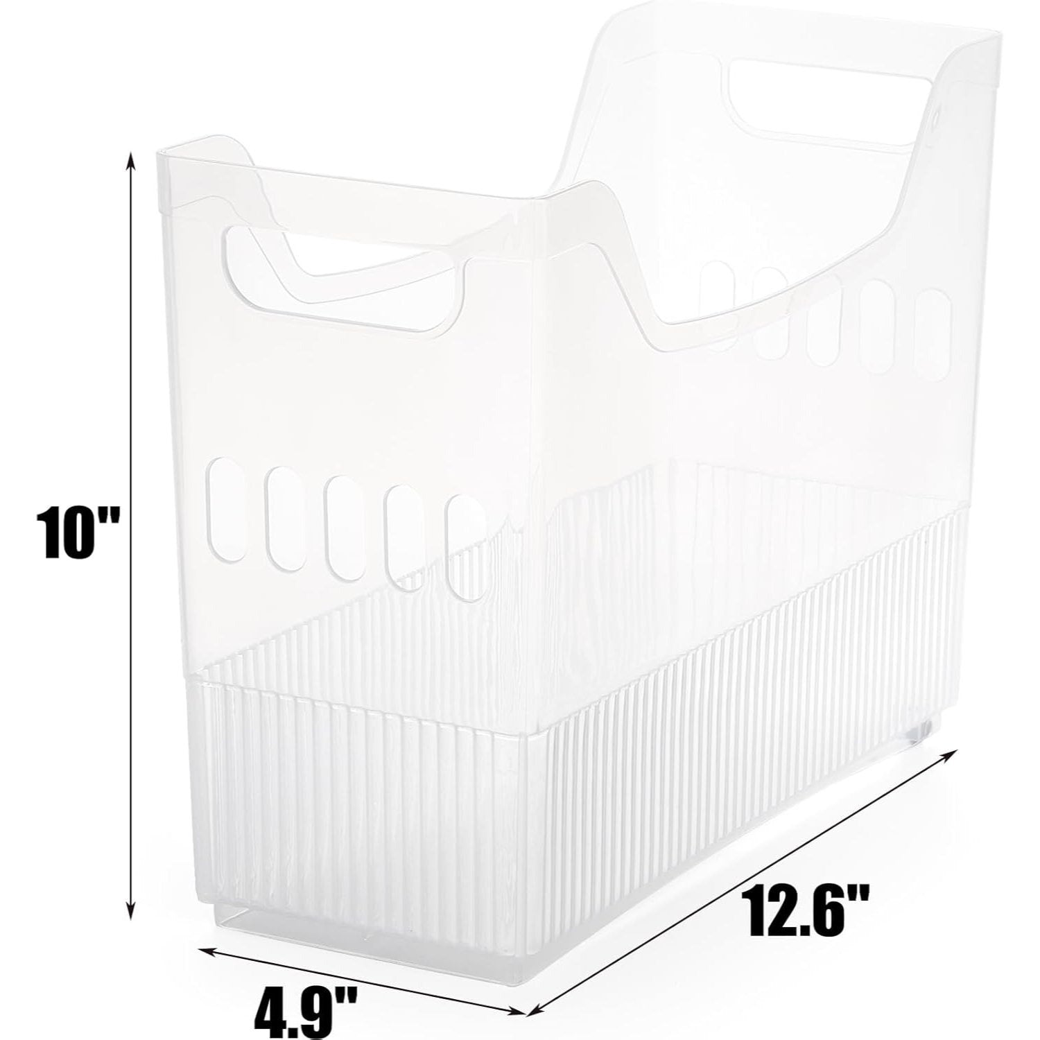 3 Pack Freezer Organizer Bins with Wheels, Clear Plastic Pantry Storage Organizer with Handle, Tall Narrow Kitchen Organization Rolling Bins for Fridge, Cabinet, Bathroom, Under Sink, Office