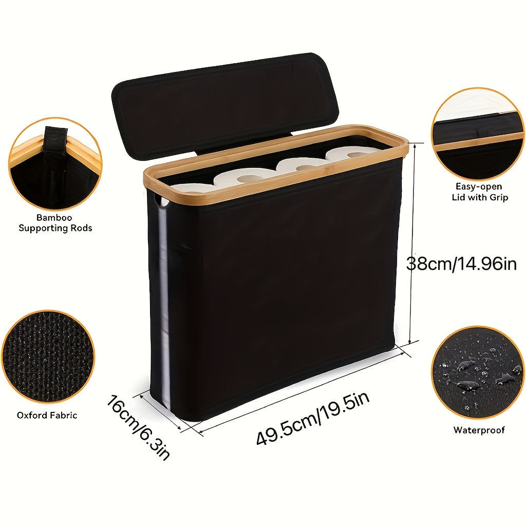Easy-Access Stackable Home Storage Bins – portable space-saving storage, Bamboo Covered Canvas Tissue Storage Basket Large Capacity Can Hold 9-12 Rolls Dustproof And, designed for American homes, daily convenience and practical gifting