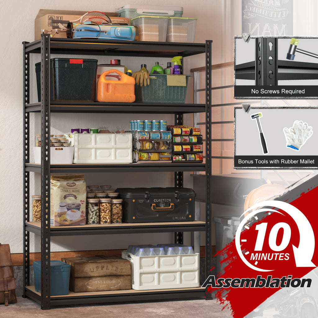 Versatile 5 Tier Adjustable Home Storage Rack – durable multi-purpose storage, 2000LBS Garage Shelving 72 H Storage Shelves Heavy Duty Shelving 5 Tier Metal Shelves, designed for American homes, daily convenience and practical gifting