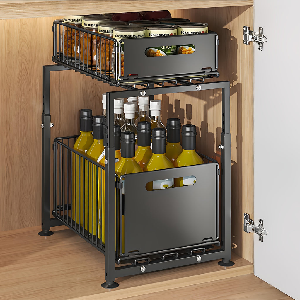 Smart 1pc Pull-Out Cabinet Organizer – smooth-access cabinet organization, 1pc Black Pull Out Drawer 1pc Black Pull Out Drawer For Kitchen Cabinet 2-Tier, designed for American homes, daily convenience and practical gifting