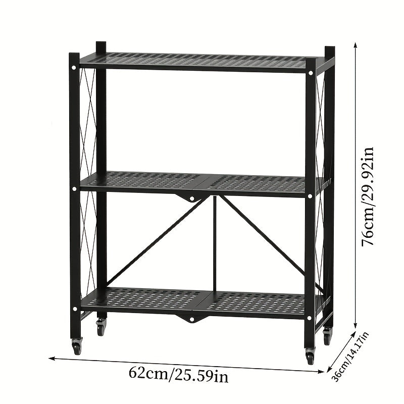 Versatile Adjustable Home Storage Rack – durable multi-purpose storage, 3 4 5 Layer Folding Storage Rack No Installation with Wheels Can Move Freely, designed for American homes, daily convenience and practical gifting
